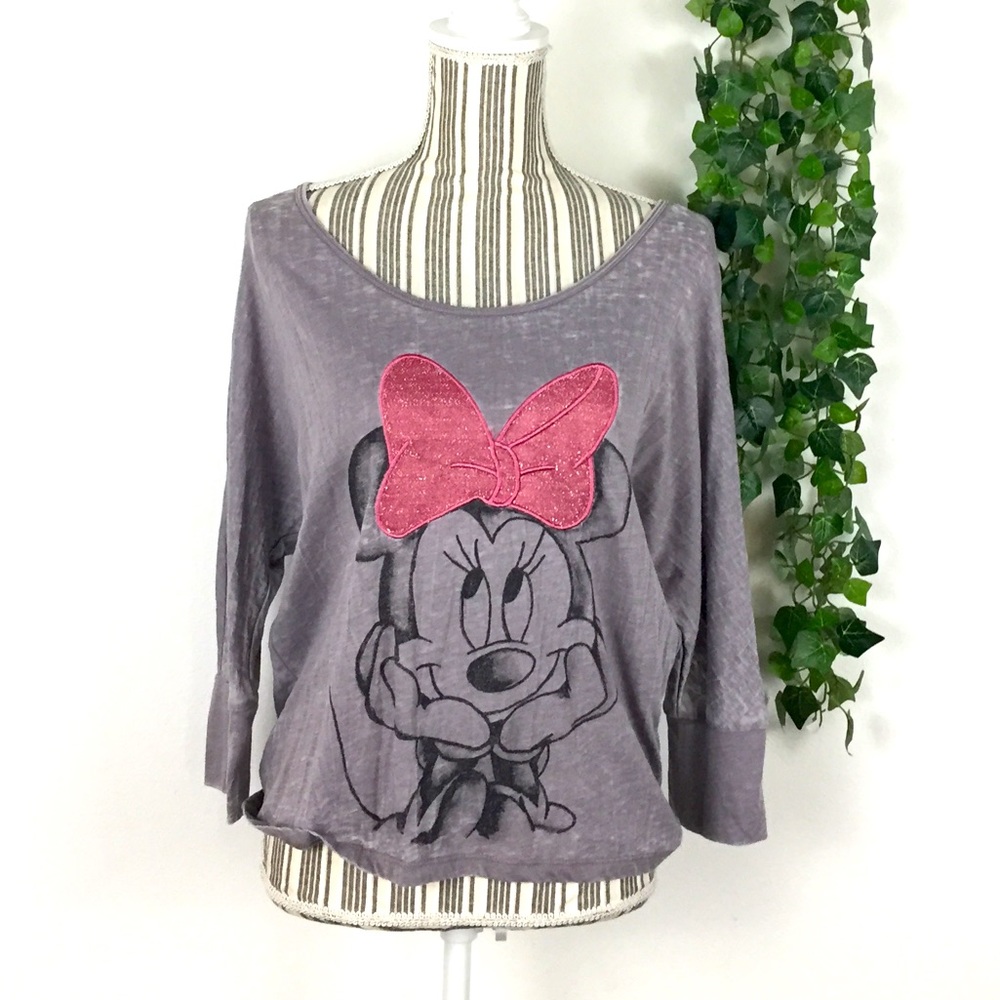 Disney grey Minnie Mouse print long sleeve S top